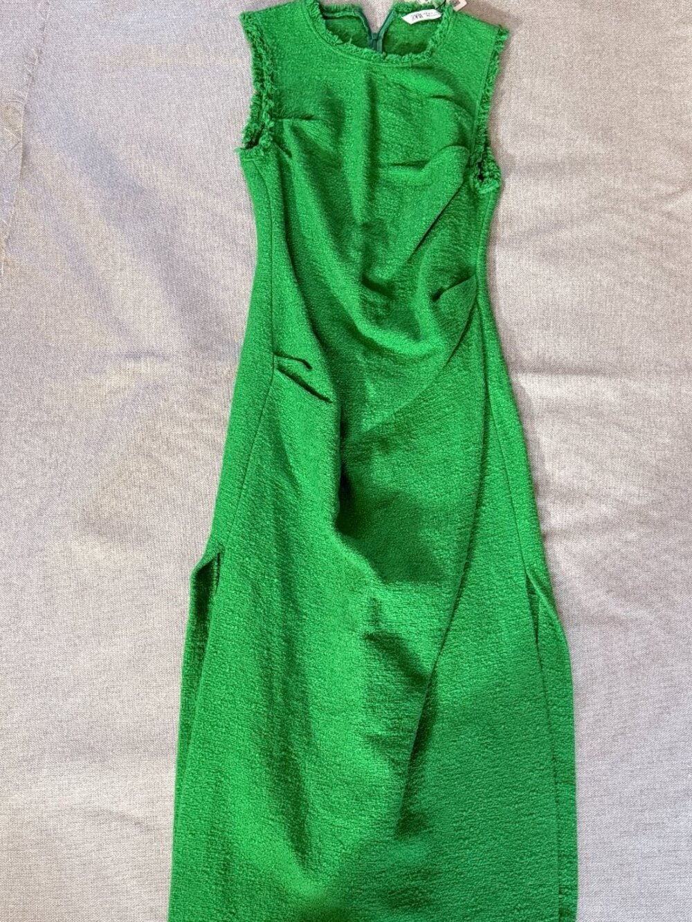 Zara Size Small Green Fitted Dress Two Side Slits (runs small) - Picture 2 of 13